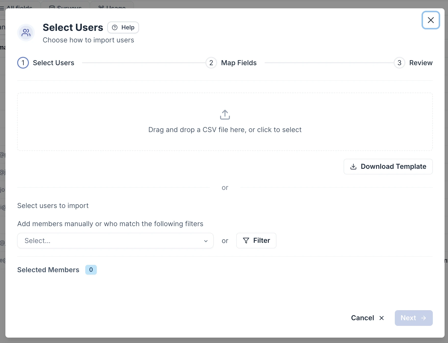 Import users into apps & resources via CSV