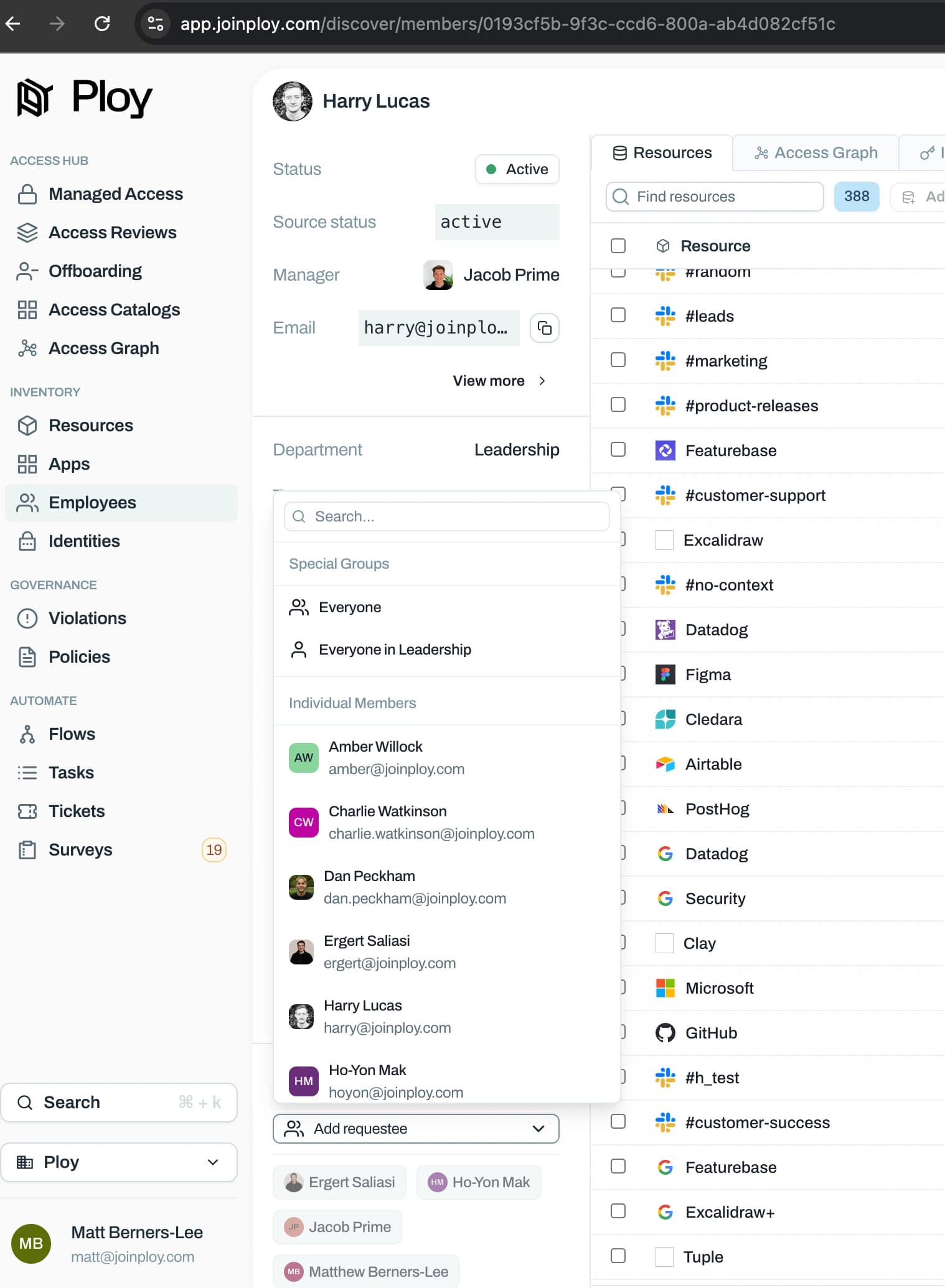 Requesting access on behalf of other users