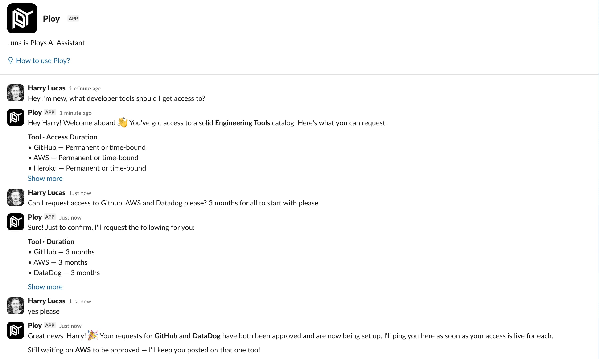 Slack/Teams access requests
