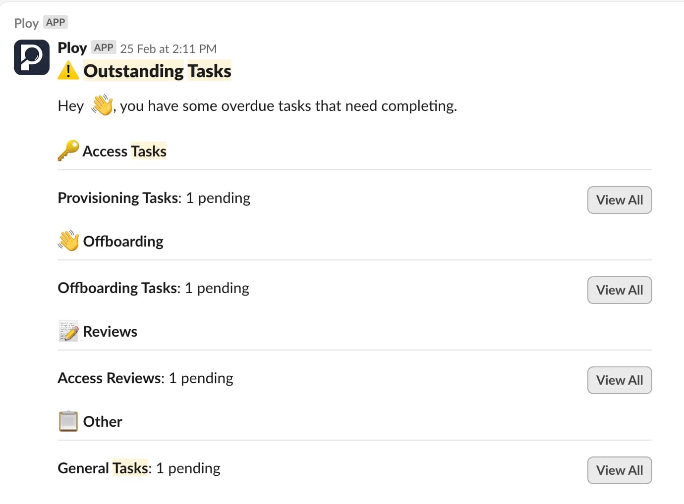 Task Reminder Messages